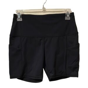 Oalka‎ Black High Waisted Biker Shorts with Pockets Mens Size M Activewear